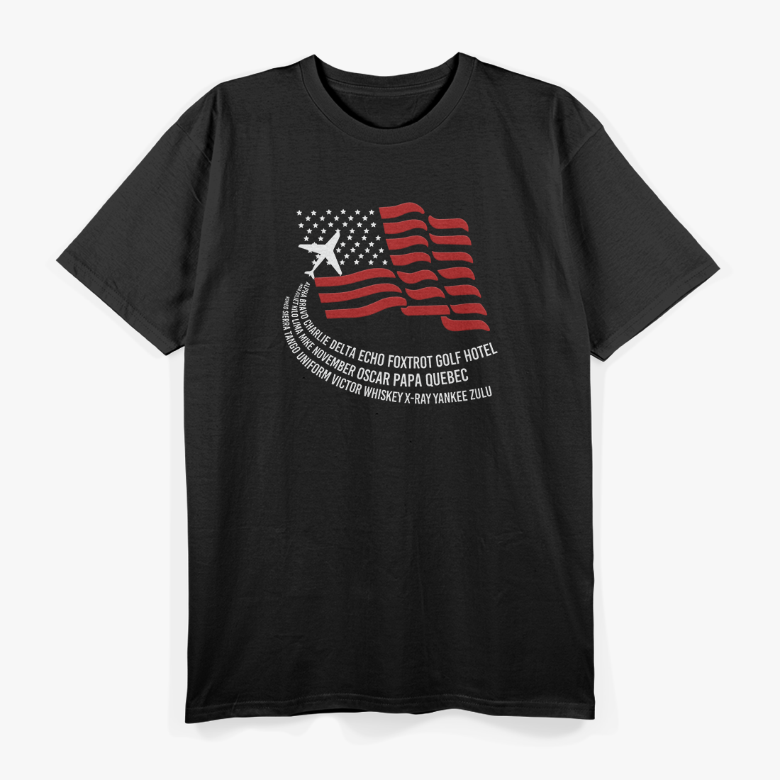 Phonetic Alphabet American Pilot Aviation Enthusiast USA Flag T-Shirt