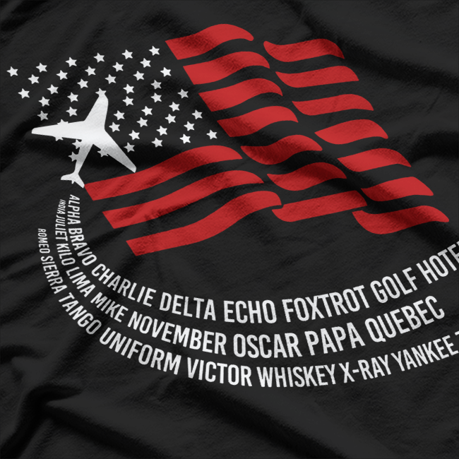 Phonetic Alphabet American Pilot Aviation Enthusiast USA Flag T-Shirt