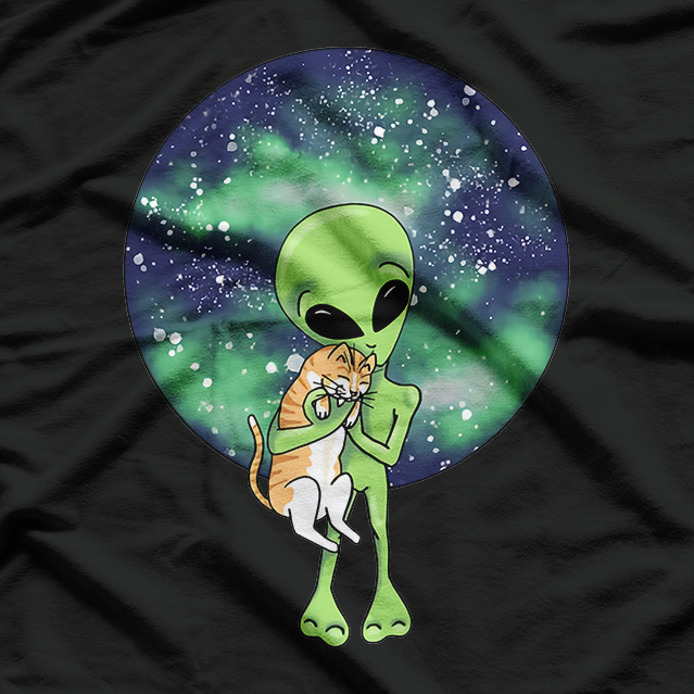 Alien and Cat: Cute Cosmic Friendship T-Shirt