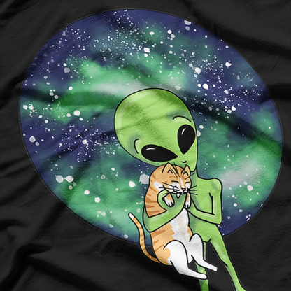 Alien and Cat: Cute Cosmic Friendship T-Shirt