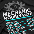 Mechanic Hourly Rate – Labor Repair Auto Shop Car Garage T-Shirt