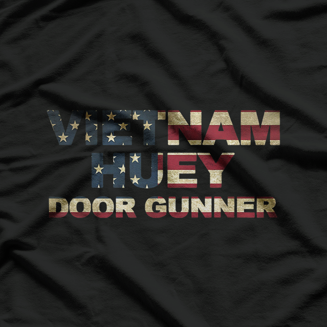 Vietnam Huey Door Gunner US Flag Military Veteran T-Shirt