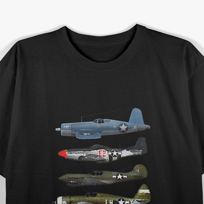 WW2 Warplane B-17 P-51 Mustang F4U Corsair T-Shirt
