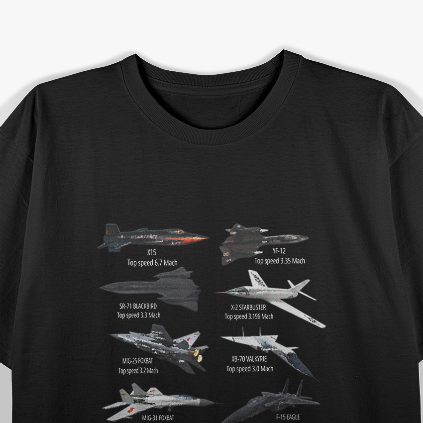 World’s Fastest Military Jet Fighters Aircraft Plane T-Shirt