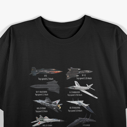 World’s Fastest Military Jet Fighters Aircraft Plane T-Shirt
