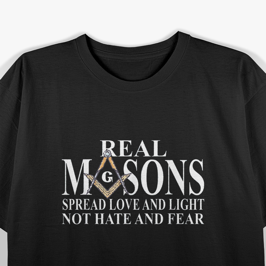 Real Masons Spread Love & Light Freemason Masonic Symbol T-Shirt