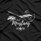 Retro P-51 Mustang WWII Fighter Pilot Warbirds Aviation T-Shirt
