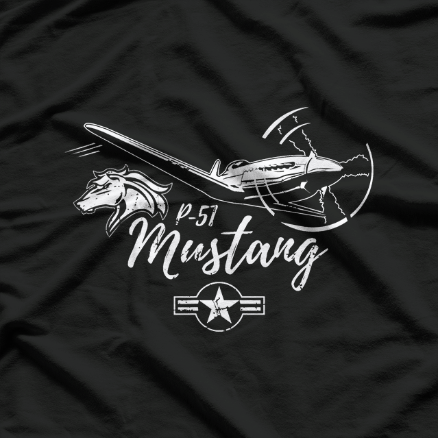 Retro P-51 Mustang WWII Fighter Pilot Warbirds Aviation T-Shirt