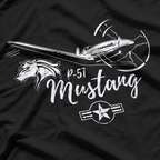 Retro P-51 Mustang WWII Fighter Pilot Warbirds Aviation T-Shirt