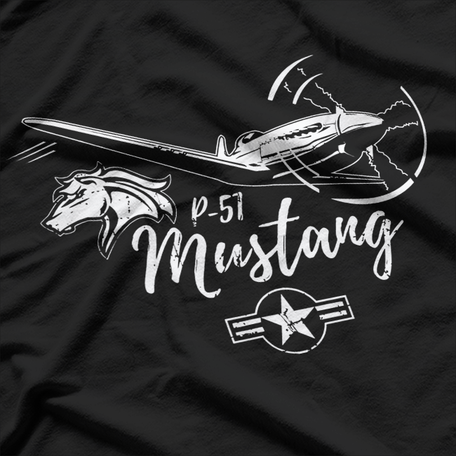 Retro P-51 Mustang WWII Fighter Pilot Warbirds Aviation T-Shirt