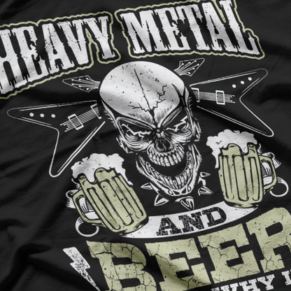 Heavy Metal and Beer Funny Rock Music Drinking Party Gift T-Shirt