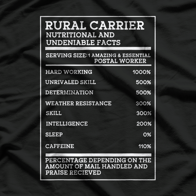 Rural Carrier Nutritional Facts Funny Mail Delivery Postal Job T-Shirt