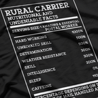 Rural Carrier Nutritional Facts Funny Mail Delivery Postal Job T-Shirt