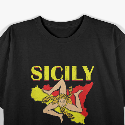 Vintage Sicily Sicilian Flag Italian Pride T-Shirt