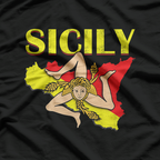 Vintage Sicily Sicilian Flag Italian Pride T-Shirt