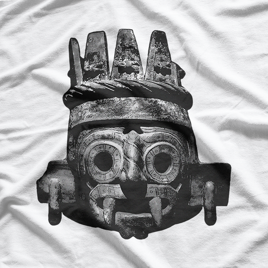 Tlaloc Face Ancient Aztec Rain God Warrior Tribal Art T-Shirt