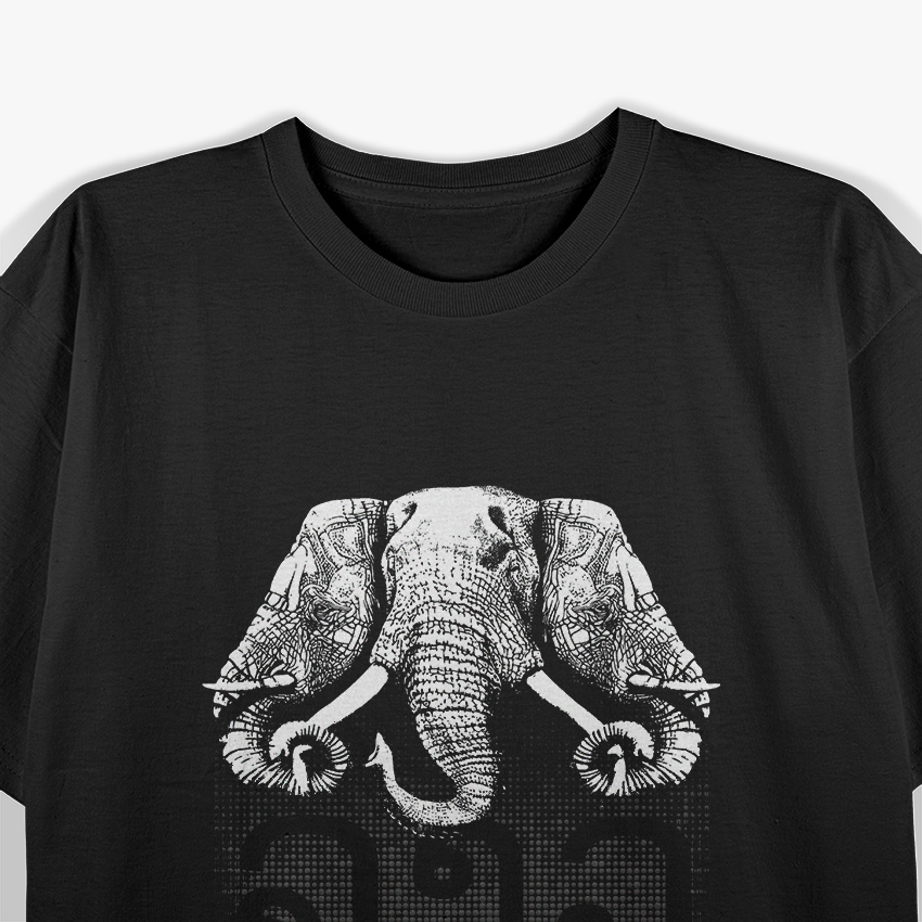Three-Headed Elephant Mythical Beast Fantasy Creature Art T-Shirt