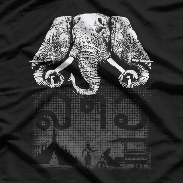 Three-Headed Elephant Mythical Beast Fantasy Creature Art T-Shirt