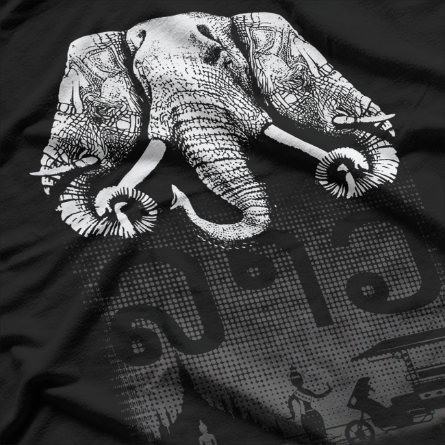 Three-Headed Elephant Mythical Beast Fantasy Creature Art T-Shirt