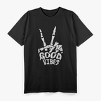 Skeleton Hand Good Vibes Positive Rock On Gothic Aesthetic T-Shirt