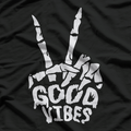Skeleton Hand Good Vibes Positive Rock On Gothic Aesthetic T-Shirt