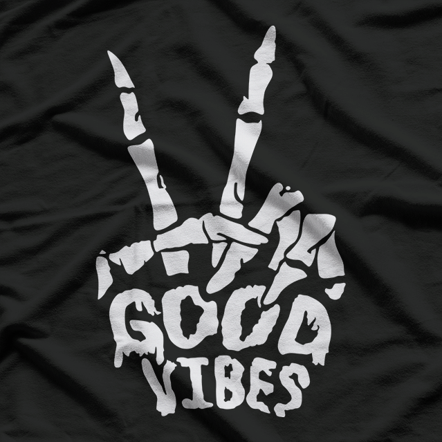 Skeleton Hand Good Vibes Positive Rock On Gothic Aesthetic T-Shirt