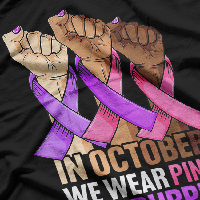 Breast Cancer Domestic Violence Awareness Pink Purple Ribbon T-Shirt