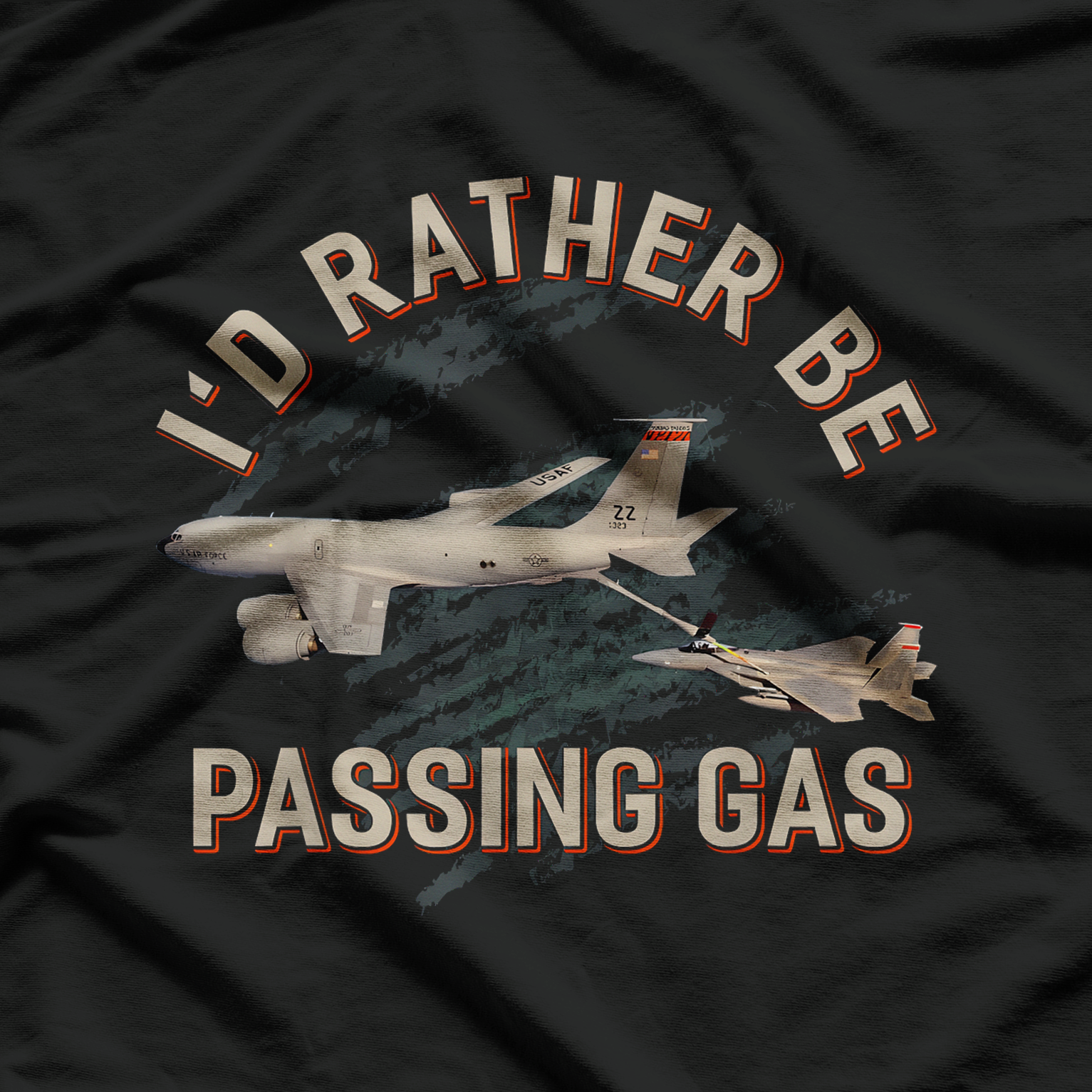KC-135 F-22 Plane USA FlagT-Shirt