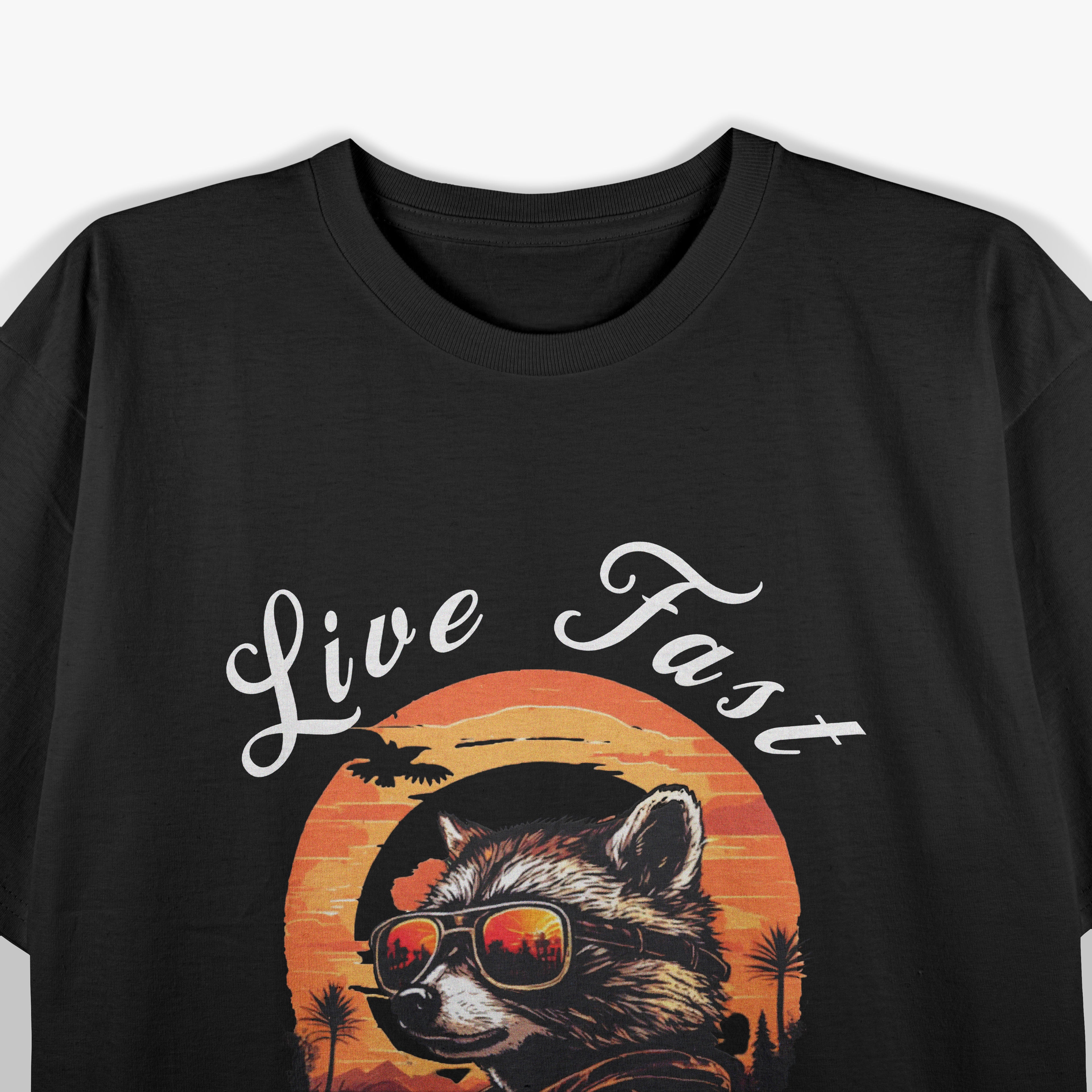 Live Fast Eat Trash Funny Raccoon Vintage T-Shirt