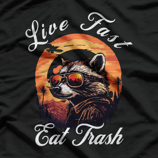 Live Fast Eat Trash Funny Raccoon Vintage T-Shirt