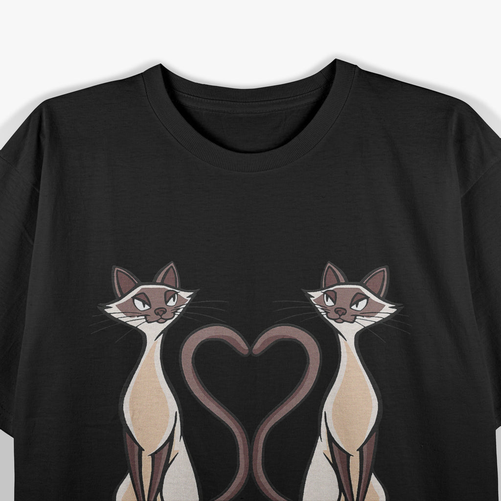 Siamese Cats with Tails forming a Heart T-Shirt