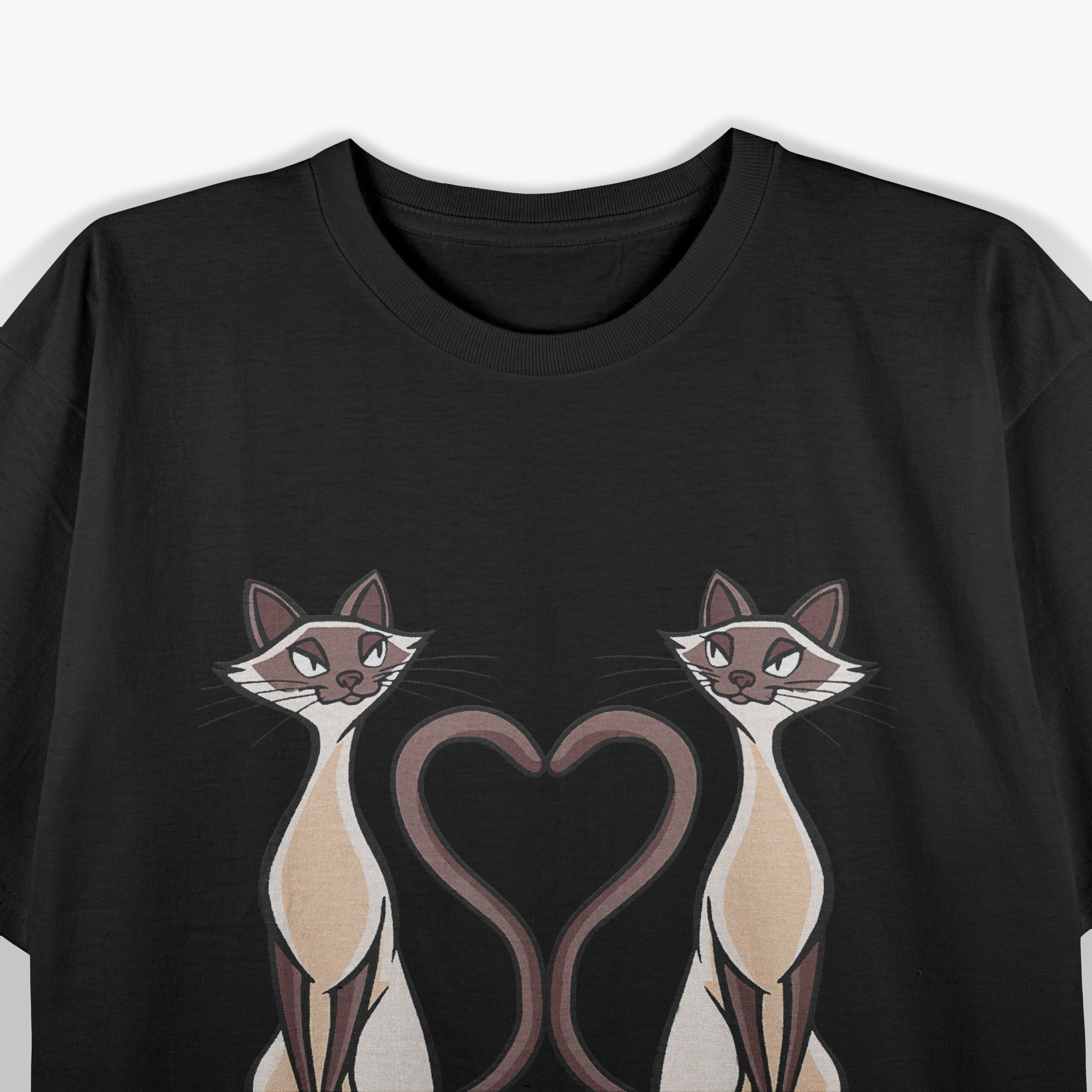 Siamese Cats with Tails forming a Heart T-Shirt