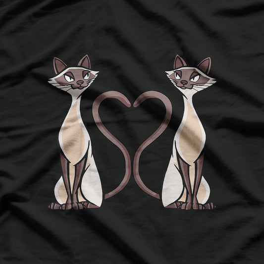 Siamese Cats with Tails forming a Heart T-Shirt