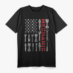 Mechanic USA Flag Garage Tools Bolts American Patriotic T-Shirt