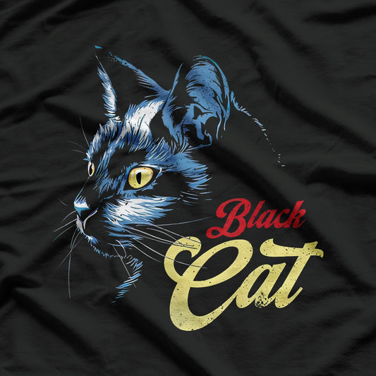 Retro Black Cat Retro Fireworks Vintage T-Shirt