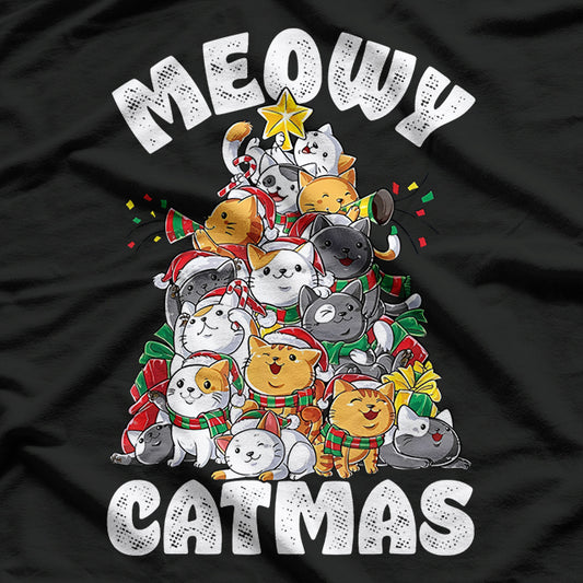 Cute Meowy Catmas Xmas Tree Funny Christmas Cat T-Shirt