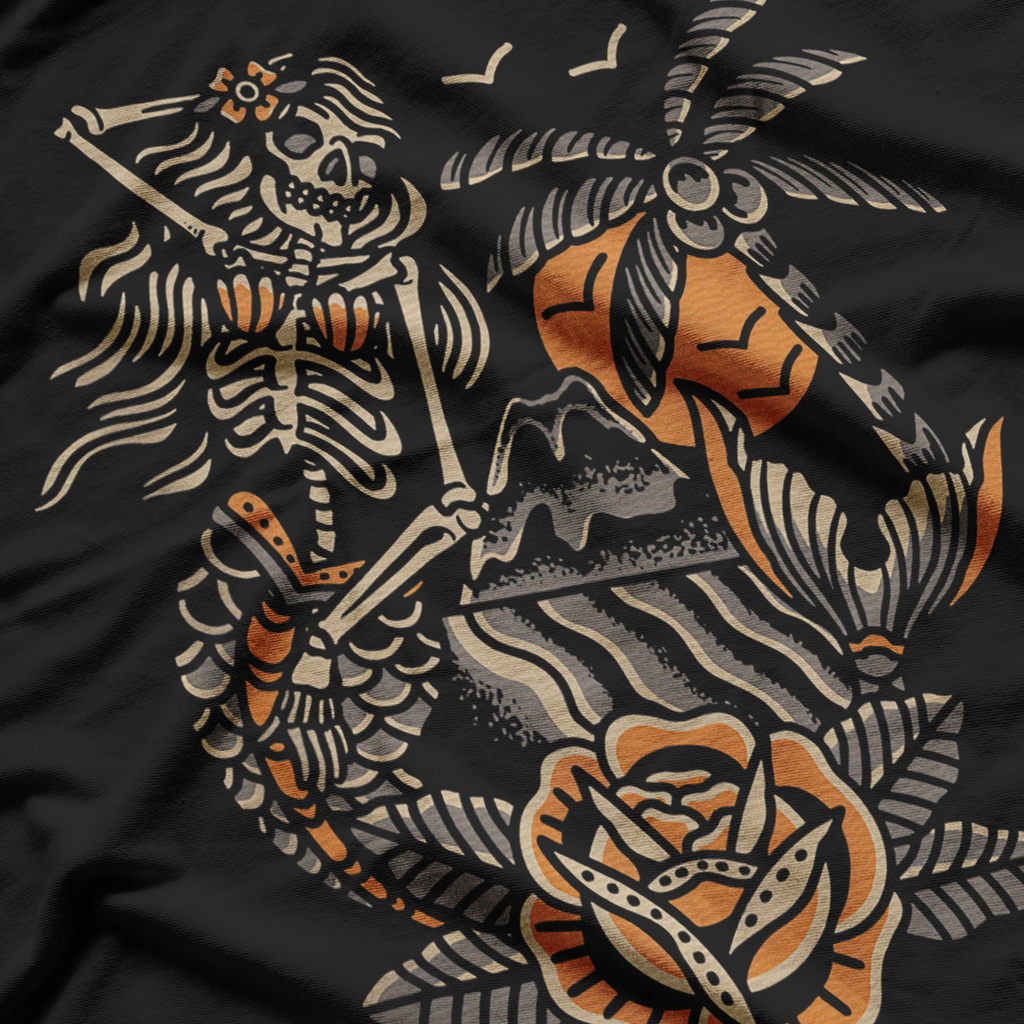 Mermaid Skeleton Traditional Tattoo Artist Inked T-Shirt