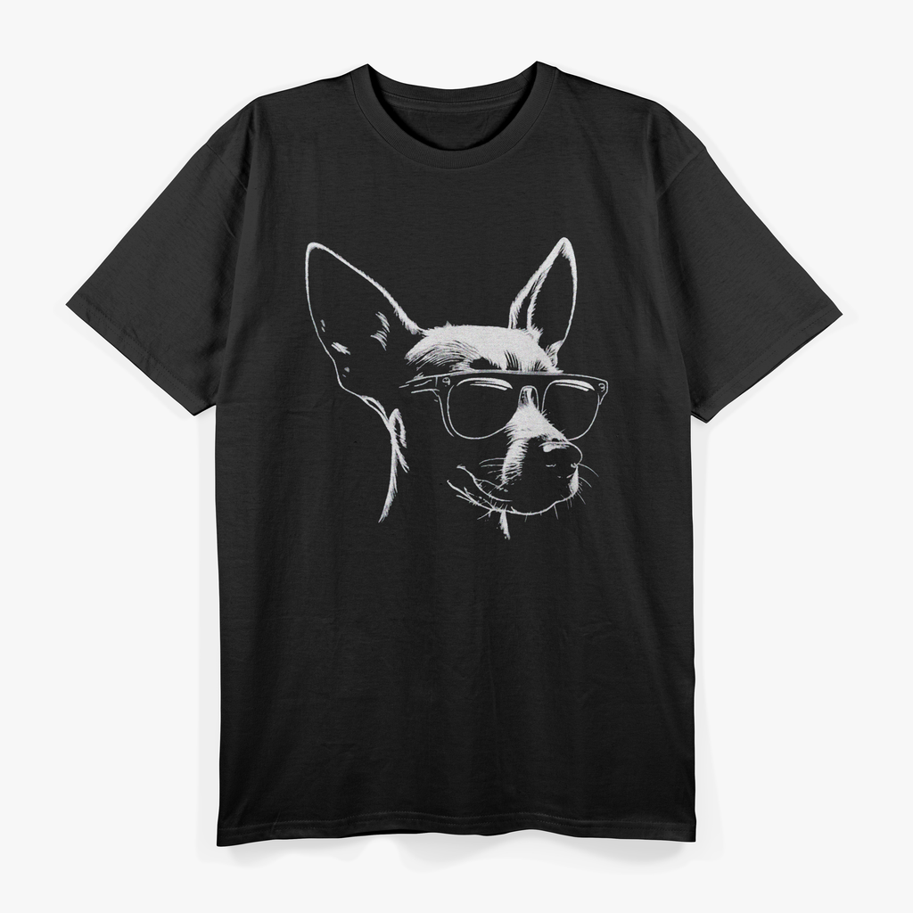 Cool Min Pin Dog With Sunglasses Funny Min Pin Dog Lovers T-Shirt