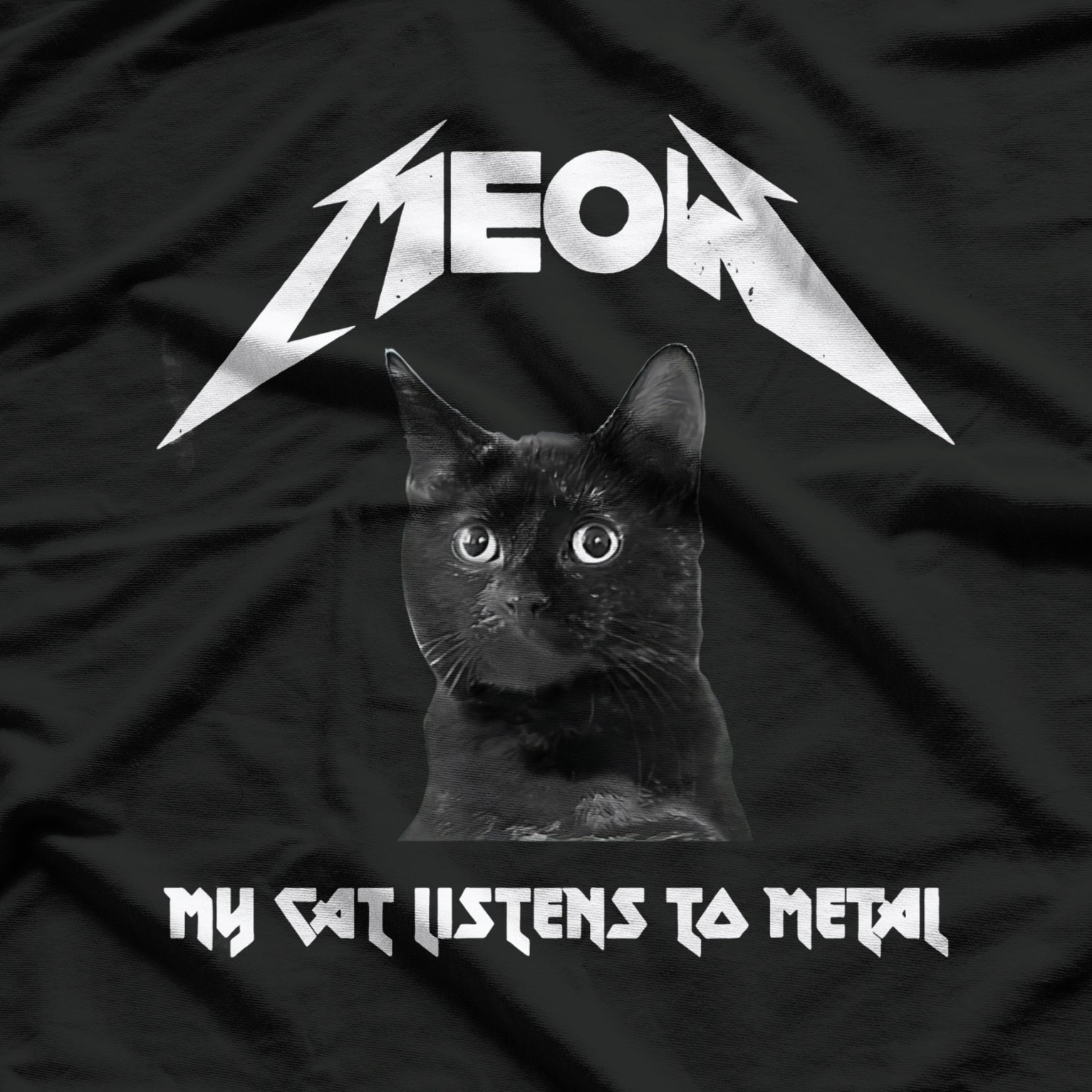 Meow Cat My Cat Listens To Metal Black Cats T-Shirt