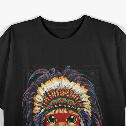 Native American Indian Cat Shirt Indigenous People Cat Lover T-Shirt