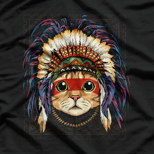 Native American Indian Cat Shirt Indigenous People Cat Lover T-Shirt