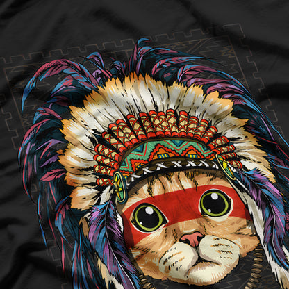 Native American Indian Cat Shirt Indigenous People Cat Lover T-Shirt