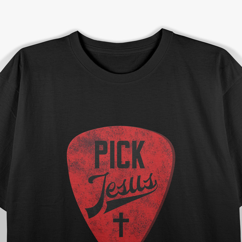 Christian Music Pastor Guitar, Jesus Guitar Pick T-Shirt