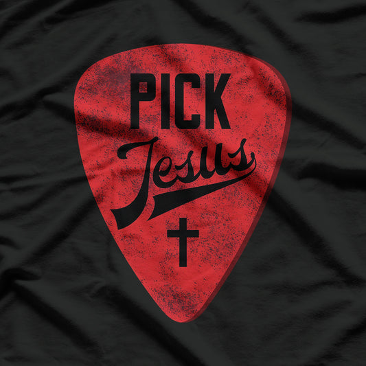 Christian Music Pastor Guitar, Jesus Guitar Pick T-Shirt