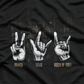 Peace Love Guitar Hippie Hand Sign T-Shirt