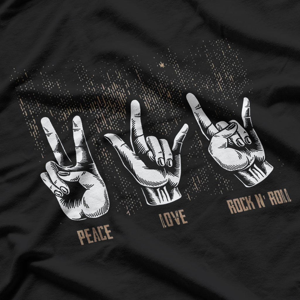 Peace Love Guitar Hippie Hand Sign T-Shirt