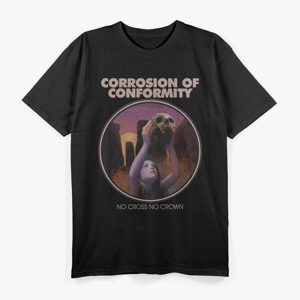 No Cross No Crown Vintage Sludge Metal Music Graphic RZ T-Shirt