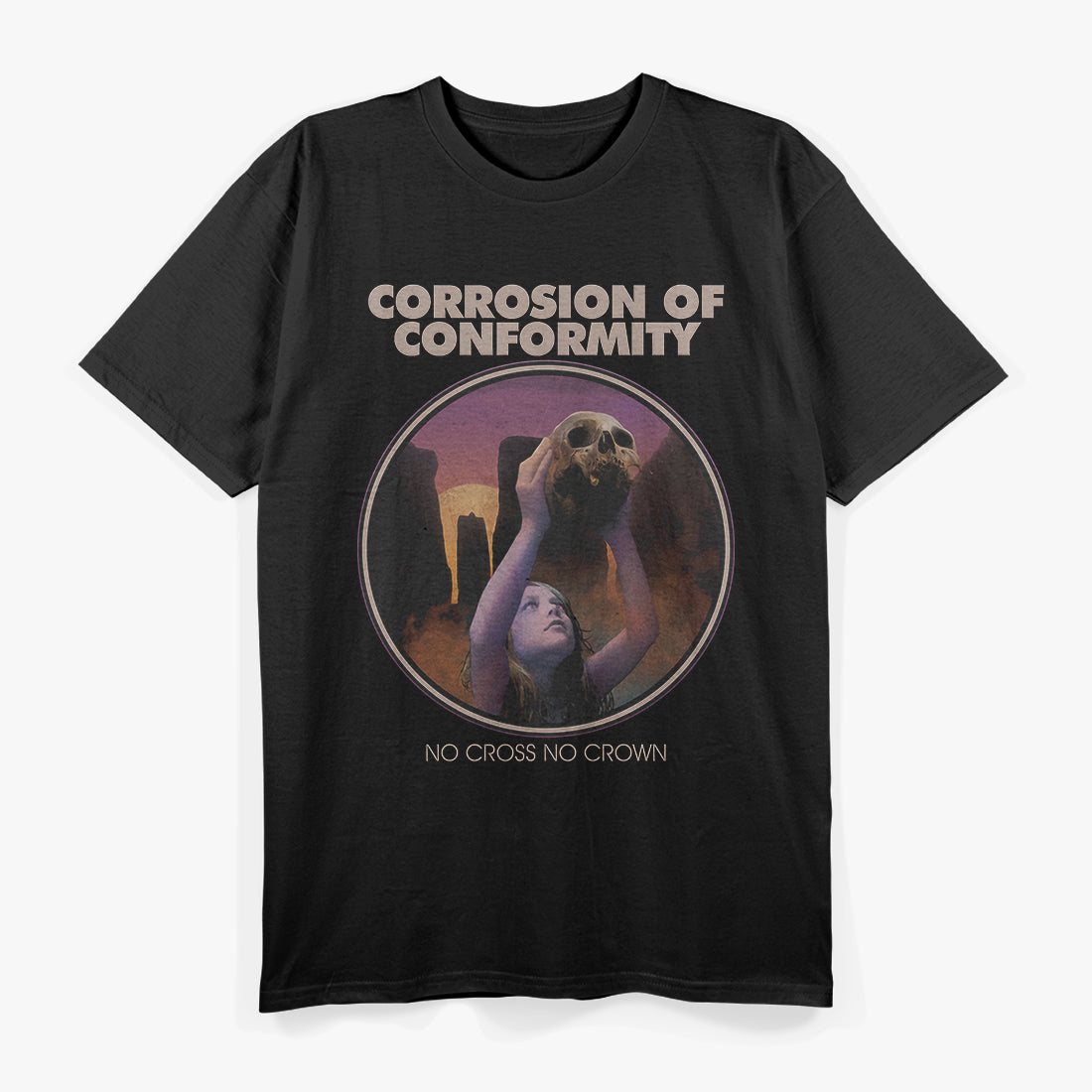 No Cross No Crown Vintage Sludge Metal Music Graphic RZ T-Shirt