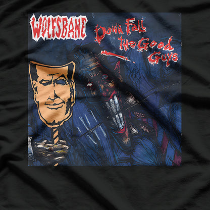 Down Fall the Good Guys Retro Hard Rock Album Art Graphic RZ T-Shirt