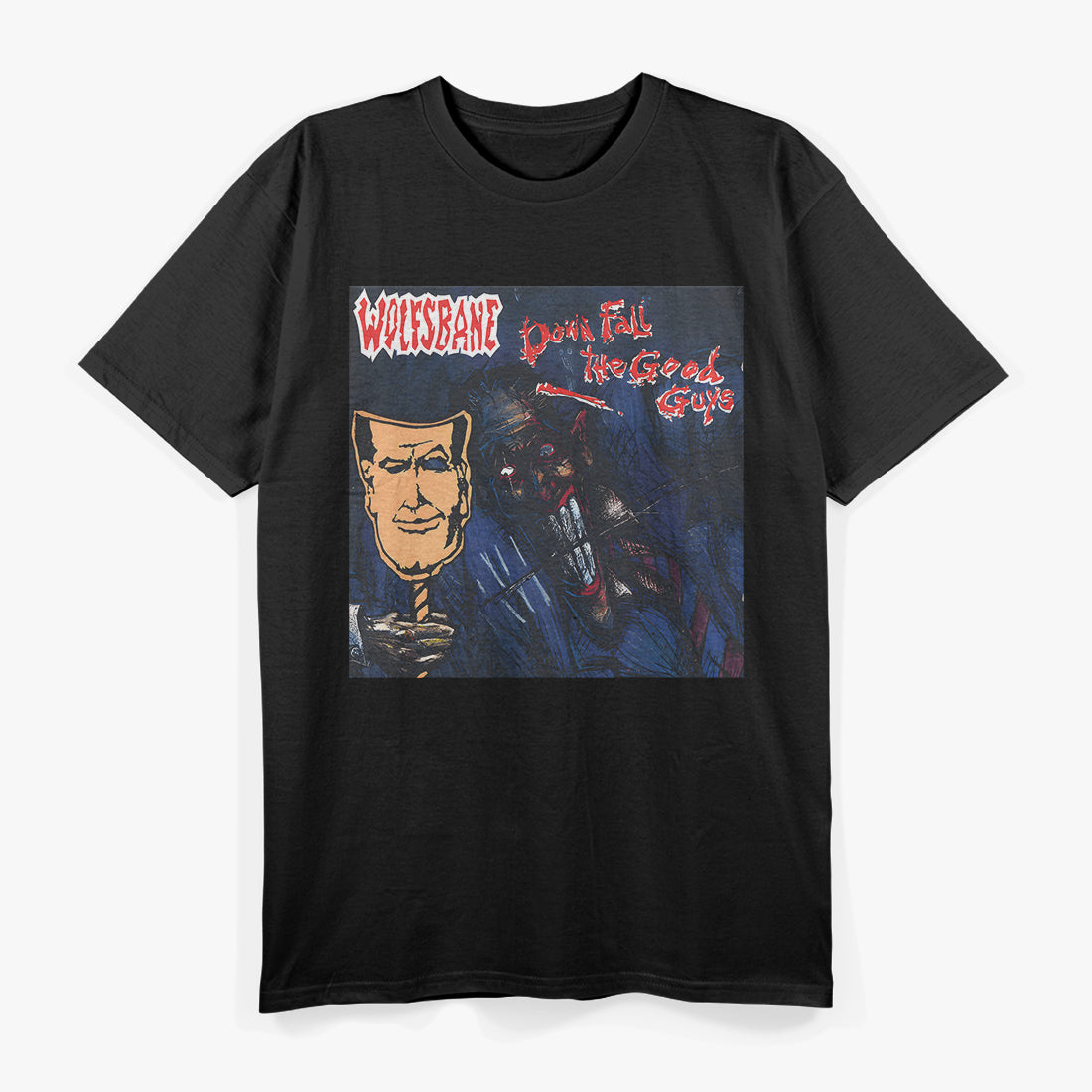 Down Fall the Good Guys Retro Hard Rock Album Art Graphic RZ T-Shirt